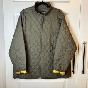Lands’ End Olive Green Quilted Jacket with Yellow Lining Men’s Size XL - Picture 1 of 8