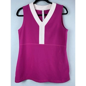 Wmns Lululemon Athletica Sz 12 Pink White Trim Stretchy Versatile Tank Top - Picture 1 of 9