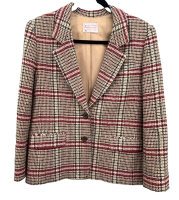 Pendleton Vintage 100% Virgin Wool Multicolor Plaid Tweed Blazer - 10 Petite - Image 1 of 4