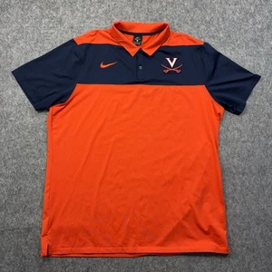 Nike Dri-Fit Men's Polo Shirt XL Virginia Cavaliers Golf Polo Orange Blue NCAA - Picture 1 of 8