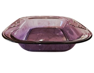 Corning Milano Amethyst Oval Baker 15" purple embossed waves on rim translucent  - Picture 1 of 9