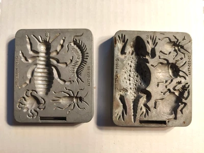 Two 1964 Mattel Creepy Crawler Molds; Mold 1.  Insects; Mold 2. Lizard & Insects - Image 1 of 4