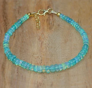 Collar de piedras preciosas de ópalo verde etíope natural de 8" cuentas facetadas de ópalo cuentas de 3-5 mm - Imagen 1 de 7