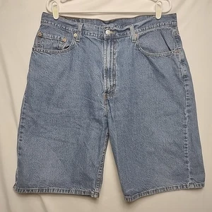Pantaloncini corti Levis 569 uomo 36 blu denim larghi larghi vintage Y2K jorts made in Mexico - Foto 1 di 5