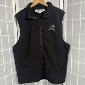 Ducks Unlimited Fleece Vest Mens Large Black Hunter Outdoor Sport - Picture 1 of 5
