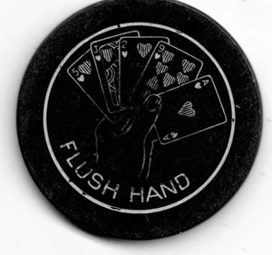 Antique Poker Chip: Engraved Flush Hand Blue - Picture 1 of 2