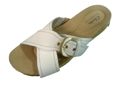 Sandalias Clarks Reileigh May de cuero ajustables para mujer EE. UU. 8,5 M blanco roto Foto 1 de 4