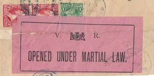 South Africa c.1901 Boer War Censor V.R. / OPENED UNDER MARTIAL LAW label cut - Picture 1 of 1