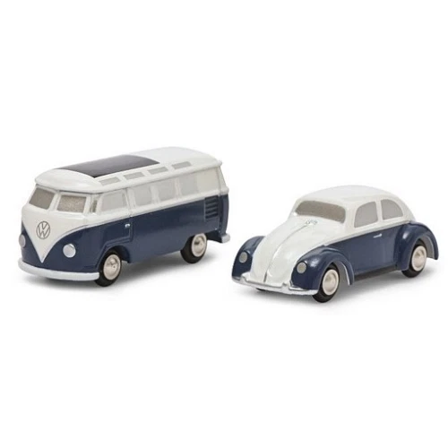 VW KAFER + VW SAMBA T1 SET 1955 WHITE/BLUE 1:87 Schuco Auto Stradali Modellino N - Immagine 1 di 1