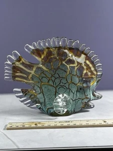 Vintage Murano Stil Kunst Glas Fisch Figur Skulptur Aqua Briefbeschwerer - Bild 1 von 4