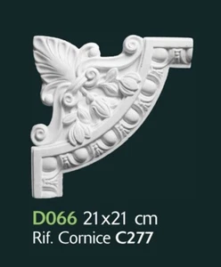 Decoro in gesso per pareti e soffitti 21x21cm - D066 - 4 Pezzi - Ornamento Gesso - Foto 1 di 1
