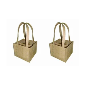 8pc Winex Beer Beverage/Drink Travel Carrier/Holder Tote Bag 15x19cm Jute - Picture 1 of 2