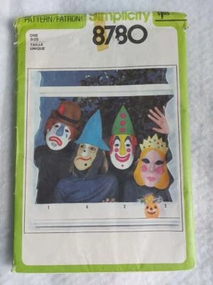 Simplicity 8780 Halloween Mask Costume Pattern One Size 1978 - Image 1 of 2
