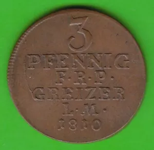 Reuss-Obergreiz 3 Pfennig 1810 Scarce XF Nice nswleipzig - Picture 1 of 2