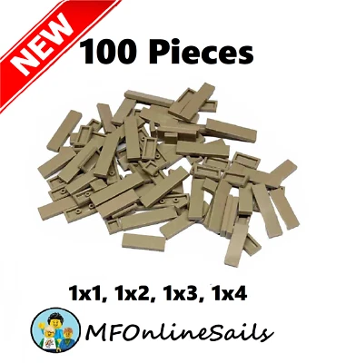 **NEW** 100x LEGO Dark Tan Tiles 1x1, 1x2, 1x3, 1x4 Bulk Mix Lot - 3069b - Image 1 of 4