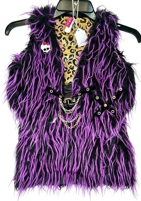 Monster High Fangtastic Fur Vest w/Skirt Bottoms Pink Black Child Medium 8-10 - Image 1 of 4