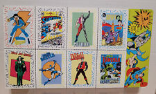 Uncut Sheet of 8 Trading Cards - DC Comics 1989 (Superman, Blue Beetle, Hawkman)