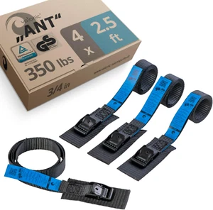 4-Pack Tie Down Straps 2.5ft, Padded Cam Buckle, 350lbs Breaking for Bike Rack - Picture 1 of 8