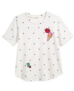Mädchen Oberteil Pullover Monteau LA Polka Dot Strick Patches Kurzarm Elfenbein Gr. M Neu mit Etikett - Bild 1 von 5