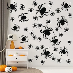 Halloween Wall Decorations DIY Halloween Party Supplies 3D Plastic Spider Decora - Picture 1 of 12