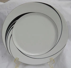 4 BLOCK SPAL BROT DESSERTTELLER WEISSE PERLE SCHMUCK SCHWARZ WIRBEL CHINA - Bild 1 von 2