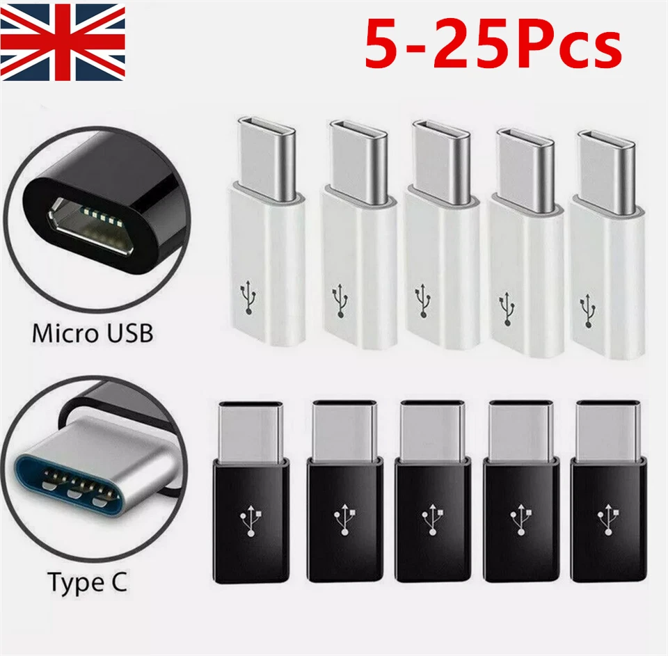 Micro USB Female to Type C Male Adapter Converter Micro-B to USB-C Connector New - Image 1 of 4
