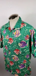 Reyn Spooner Joe Kealoha Vintage Hawaiian Shirt Mens 100% Rayon Fish Medium - Picture 1 of 9