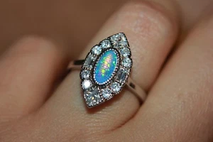 fire opal Cz topaz ring gemstone silver jewelry 6.5 7.5 8.5 delicate engagement - Picture 1 of 14