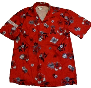 Sixth Man California Angels MLB Baseball Red Hawaiian Shirt Mens Large Button Up - Picture 1 of 5