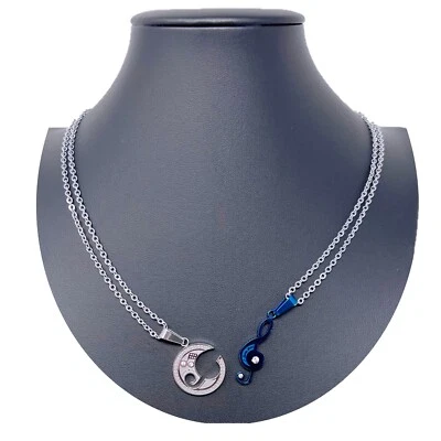 Chiave di Violino Blu Ciondolo Spezzato 2x Collana Acciaio Uomo Donna Amici A03 - Immagine 1 di 2