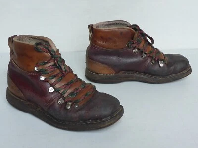 Ancienne Bottes de Ski Chaussure Ancien Cuir pour Ancienne des Skis en Bois - Photo 1/4