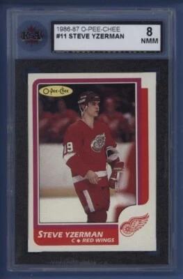 1986-87 O-PEE-CHEE #11 STEVE YZERMAN KSA 8 NMM Detroit Red Wings *HALL OF FAMER* - Image 1 of 2