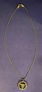 Vtg 18” Sarah Coventry Goldtone Angel in Clear Stone Circle Goldtone Necklace - Picture 1 of 5