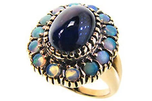 9ct 9k Solid Gold Vintage Sapphire & Opal Victorian Women's Ring R107 Custom - Picture 1 of 1