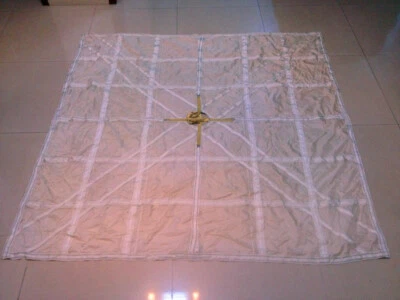 1Pc 4-Side Gray-White Square Military Parachute Nylon Cloth  - Image 1 of 4