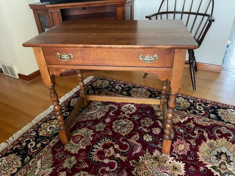 Vintage Stickley Cherry Valley American Colonial Solid Cherry One Drawer Desk Cover