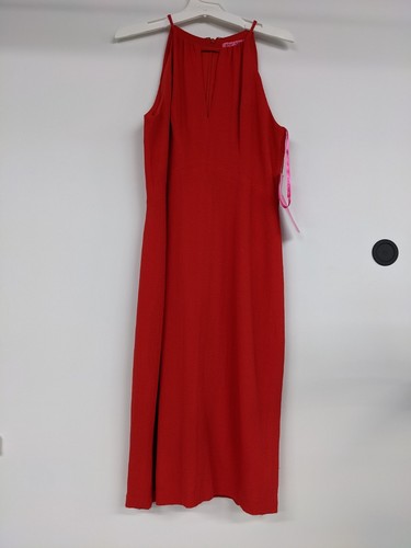 Abito rosso Betsey Johnson nuovo con etichette scollo a V taglia 4 Natale San Valentino