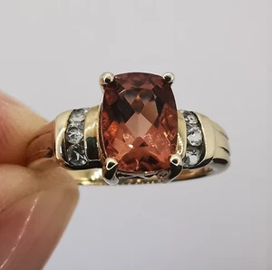 9ct Gold Andesine and White Zircon Ring Size O - Picture 1 of 24