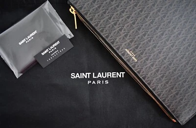 Bolso sin asas SAINT LAURENT Classic TOILE negro marrón oscuro de lona recubierta con cremallera Foto 1 de 4