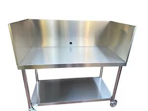 Stainless Steel Outdoor Commercial Work Bench Kitchen Table with Tall Wind Guard - Picture 1 of 24