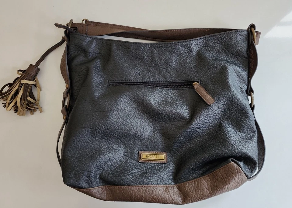 Womens Rosetti Purse Handbag Black Brown Tassel Zipper Storage - Image 1 of 3