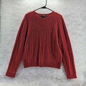 Lauren Ralph Lauren Vintage 100% Cashmere Cable Knit Sweater Large Orange EUC - Picture 1 of 8