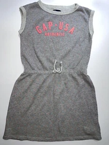 GAP Girl’s Active Tank Dress Size LARGE Kids Gray Pink Drawstring - Picture 1 of 11