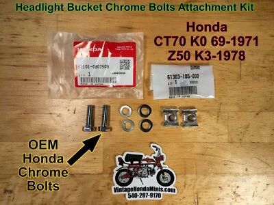 Ковш фары — хромированный комплект крепления болта шарнира — Honda CT70 Z50 Mini Trail - Изображение 1 из 4