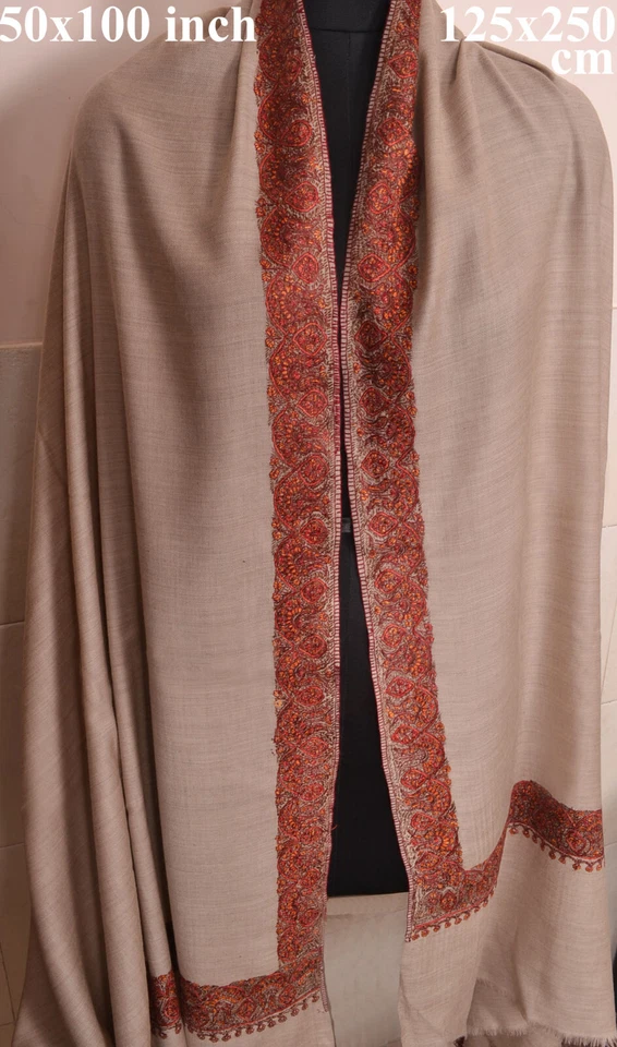 PASHMINA GENTS LOHI DESIGNER SOZNI MICRO KASHMIRI 刺绣 SHAWL 纯 — 第 1/1 张图片