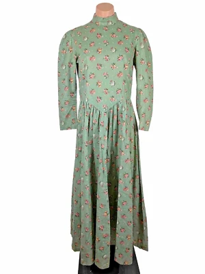 Vintage Floral Dress High Mock Neck Long Sleeve Flowers Cottagecore Prairie S/M - Image 1 of 4