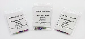Rainbow Slotted Tungsten Bead Heads for Fly Tying, in 2.5mm 3.0mm and 3.5mm - Picture 1 of 4