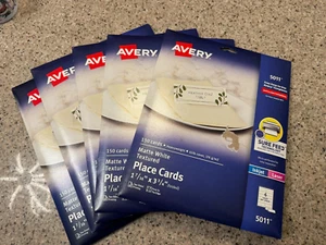 NEW SEALED Avery 5011 Place Cards Matte White Textured Printable Lot of 5 - Picture 1 of 1