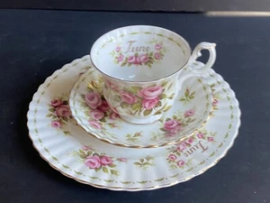 Royal Albert Flower of the Month Series June  Roses TRIO - Picture 1 of 7