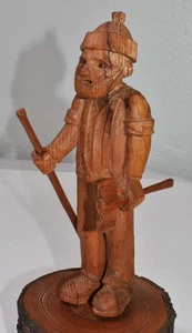 Original PAUL BUNYAN Lumberjack Detailed Wood Carving 10" Logging Axe & Peavey - Picture 1 of 16